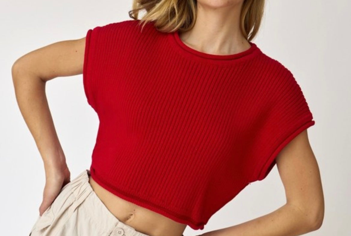 Red Knit Top